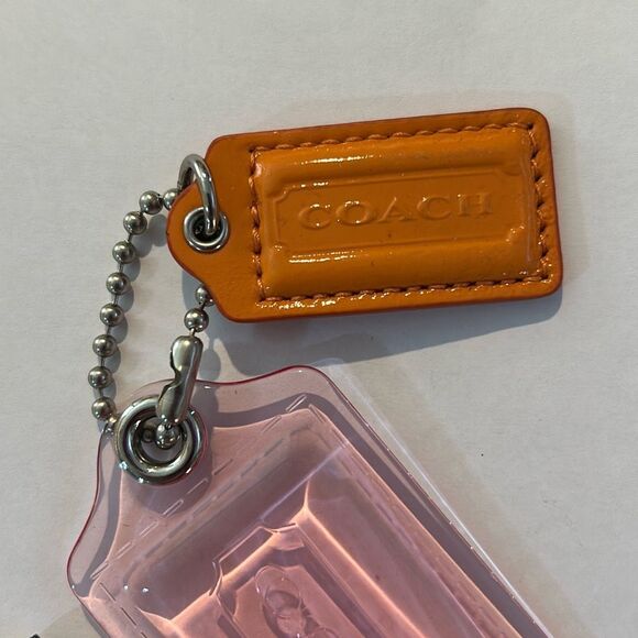 COACH Pink & Orange Hang Tags Keychain - Picture 3 of 4